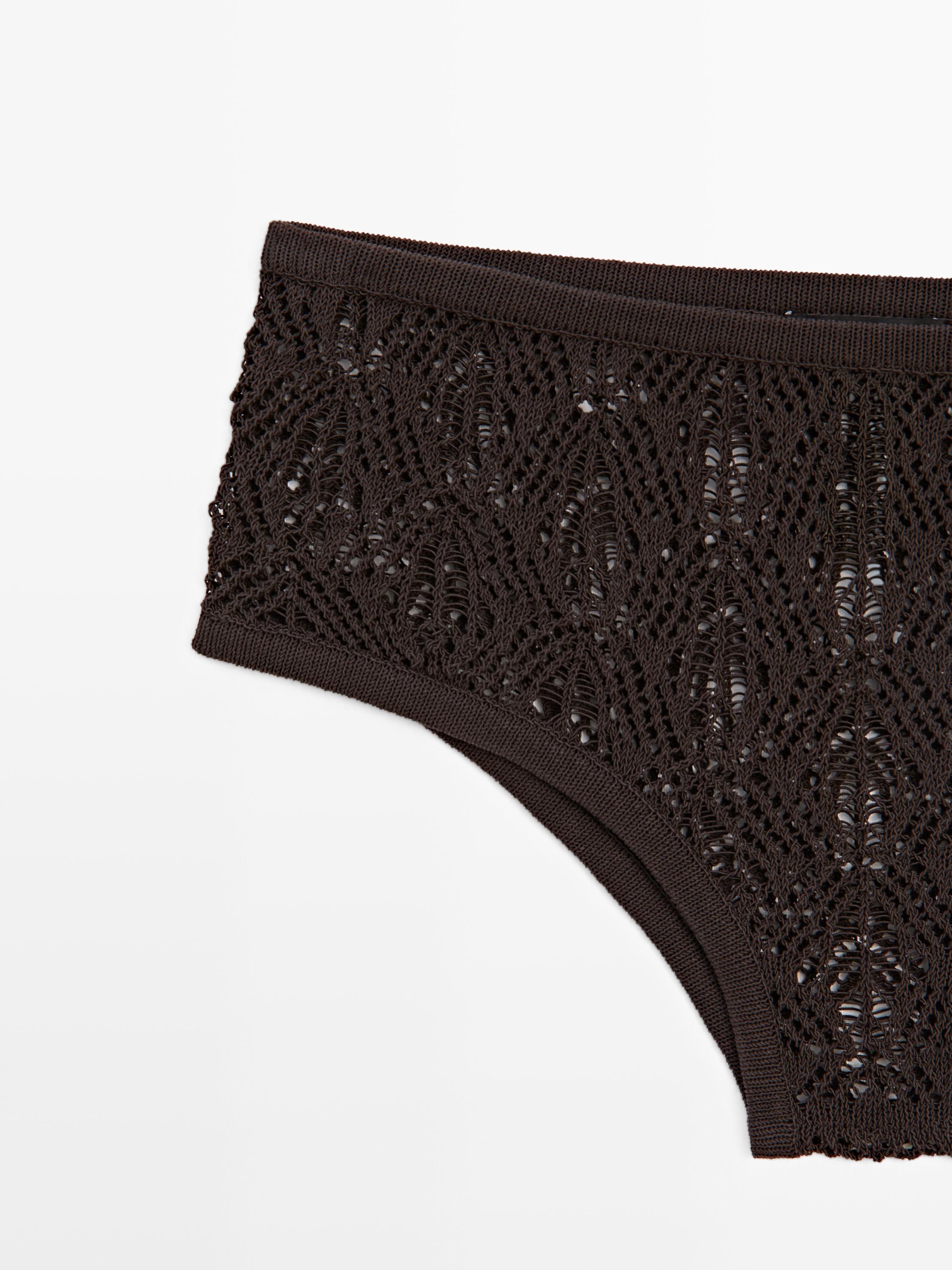 Cotton blend culottes with openwork detail